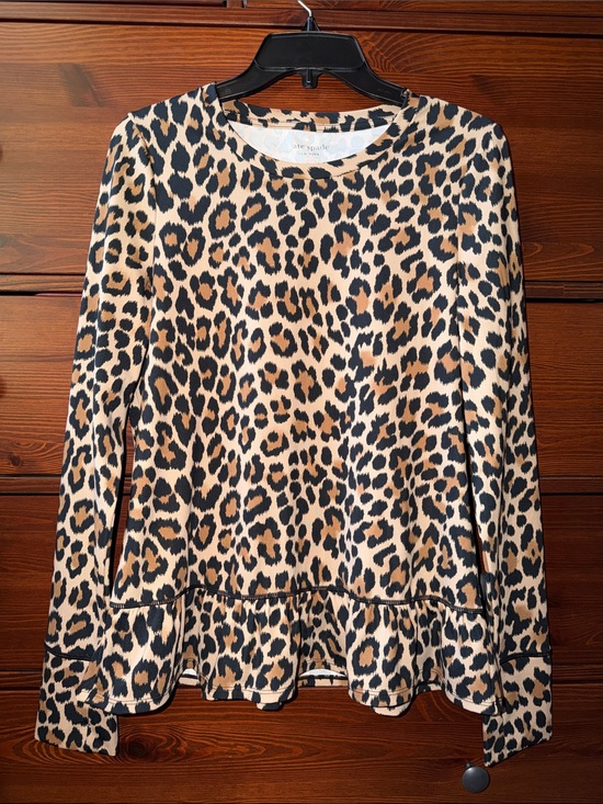 kate spade Tops - Kate Spade Leopard Print Ruffle Hem Blouse
